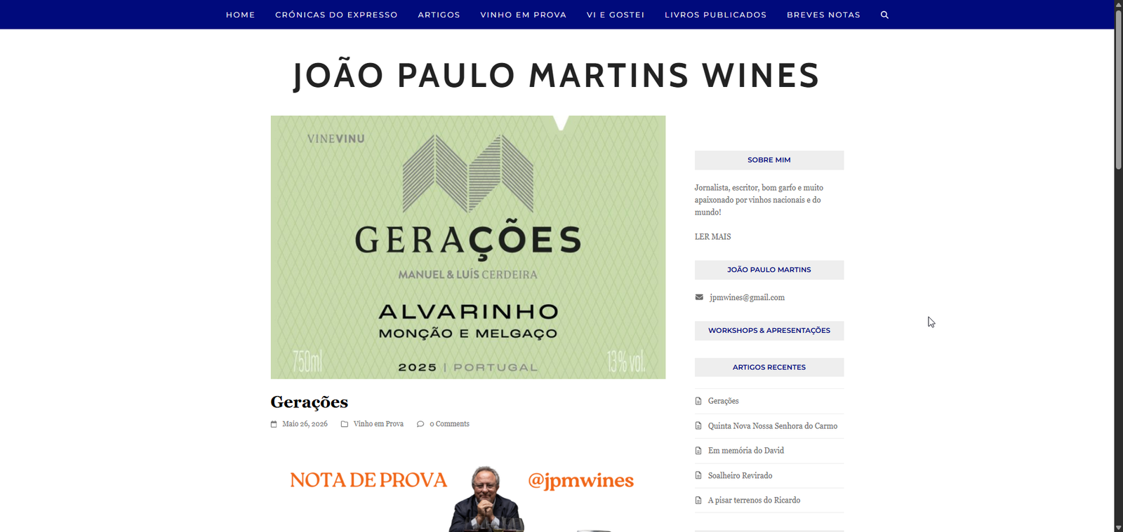 João Paulo Martins Wines — Gerações